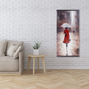 Quiet Walk In The Rain - Wooden Magnetic Frame