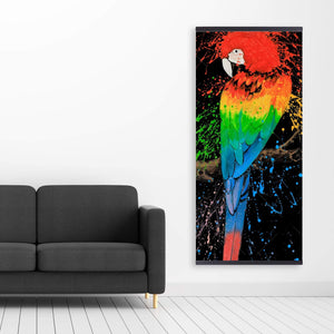 Rainbow Parrot - Wooden Magnetic Frame