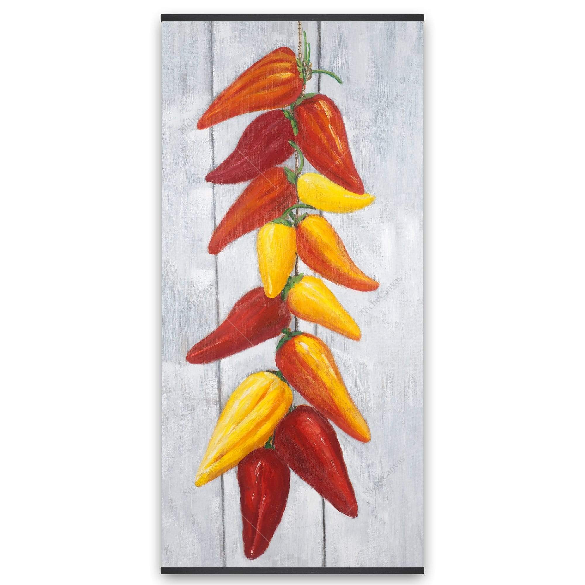 Rope Of Chili Peppers - Wooden Magnetic Frame