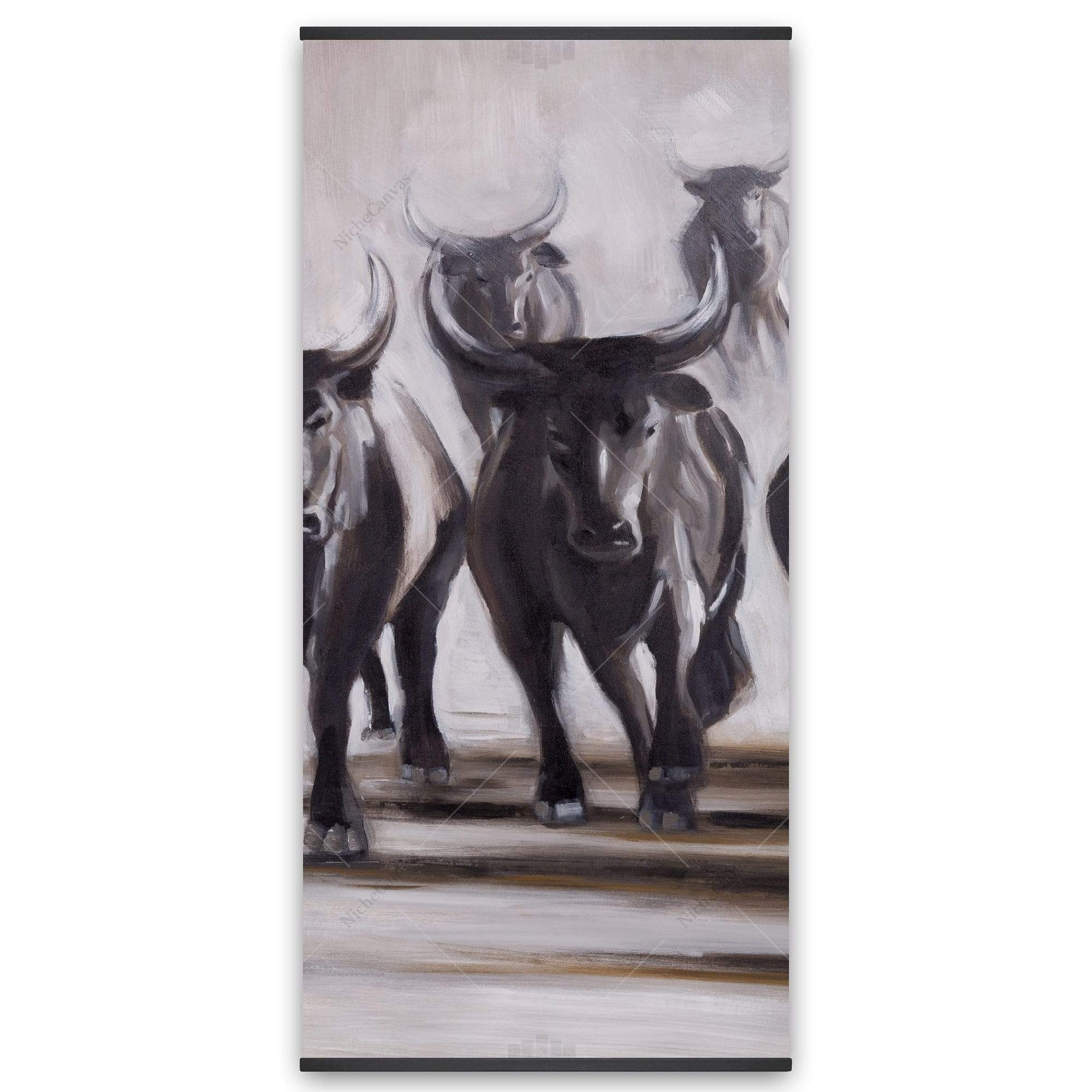 Running Fierce Bulls - Wooden Magnetic Frame