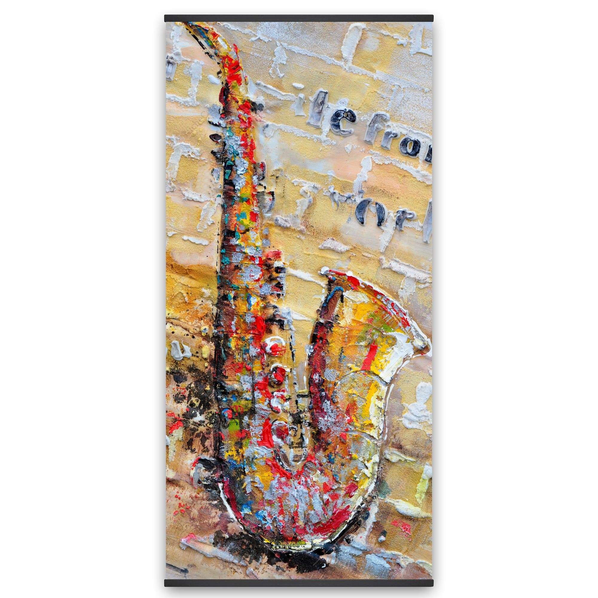 Saxophone On Brick Wall - Wooden Magnetic Frame