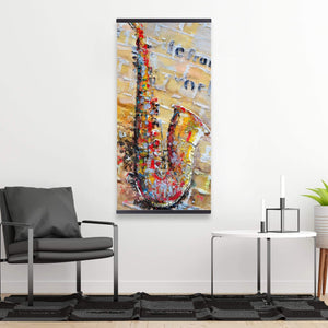 Saxophone On Brick Wall - Wooden Magnetic Frame