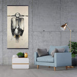 Small Black Moped - Wooden Magnetic Frame