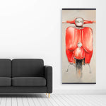 Small Red Moped - Wooden Magnetic Frame