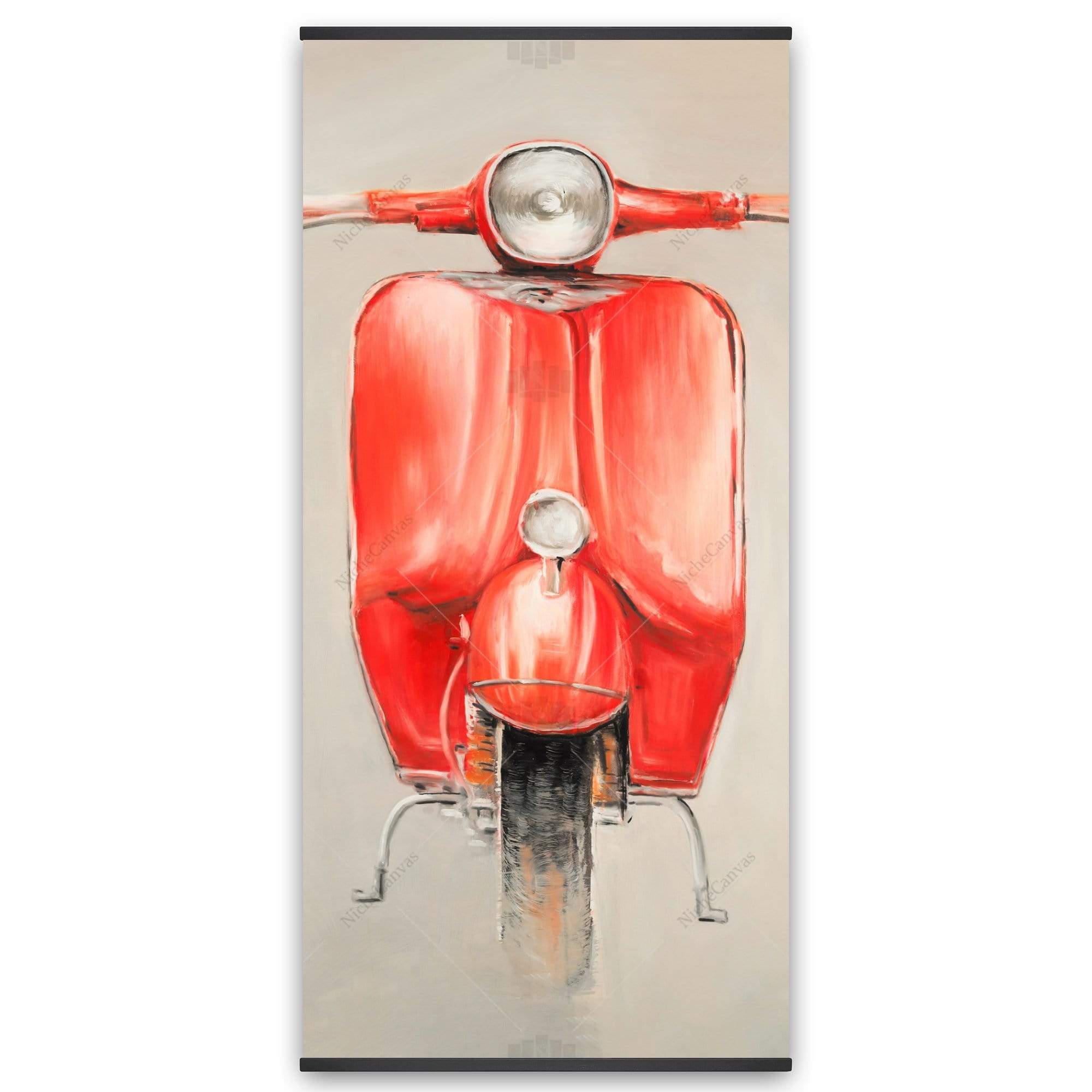 Small Red Moped - Wooden Magnetic Frame