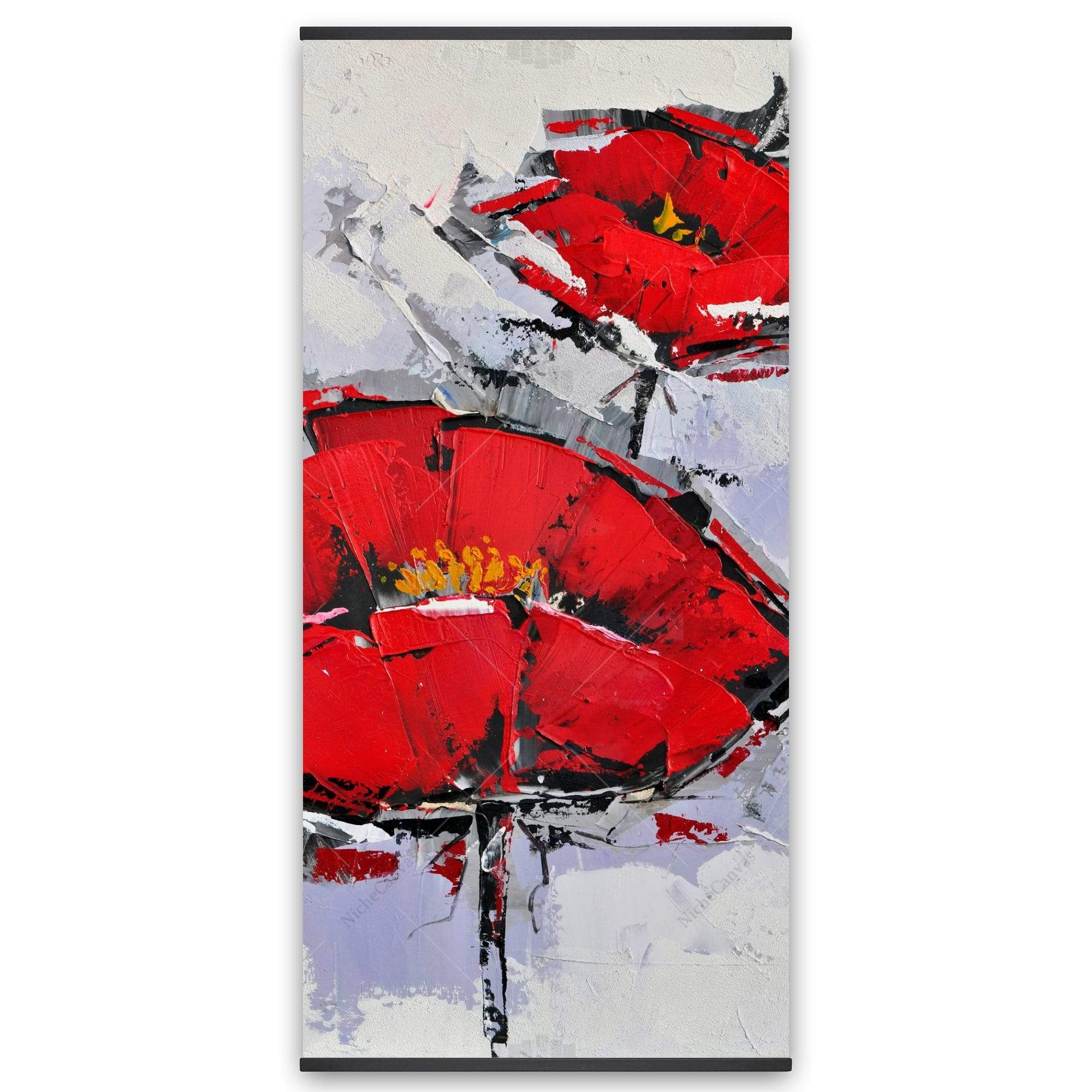 Texturized Red Poppies - Wooden Magnetic Frame