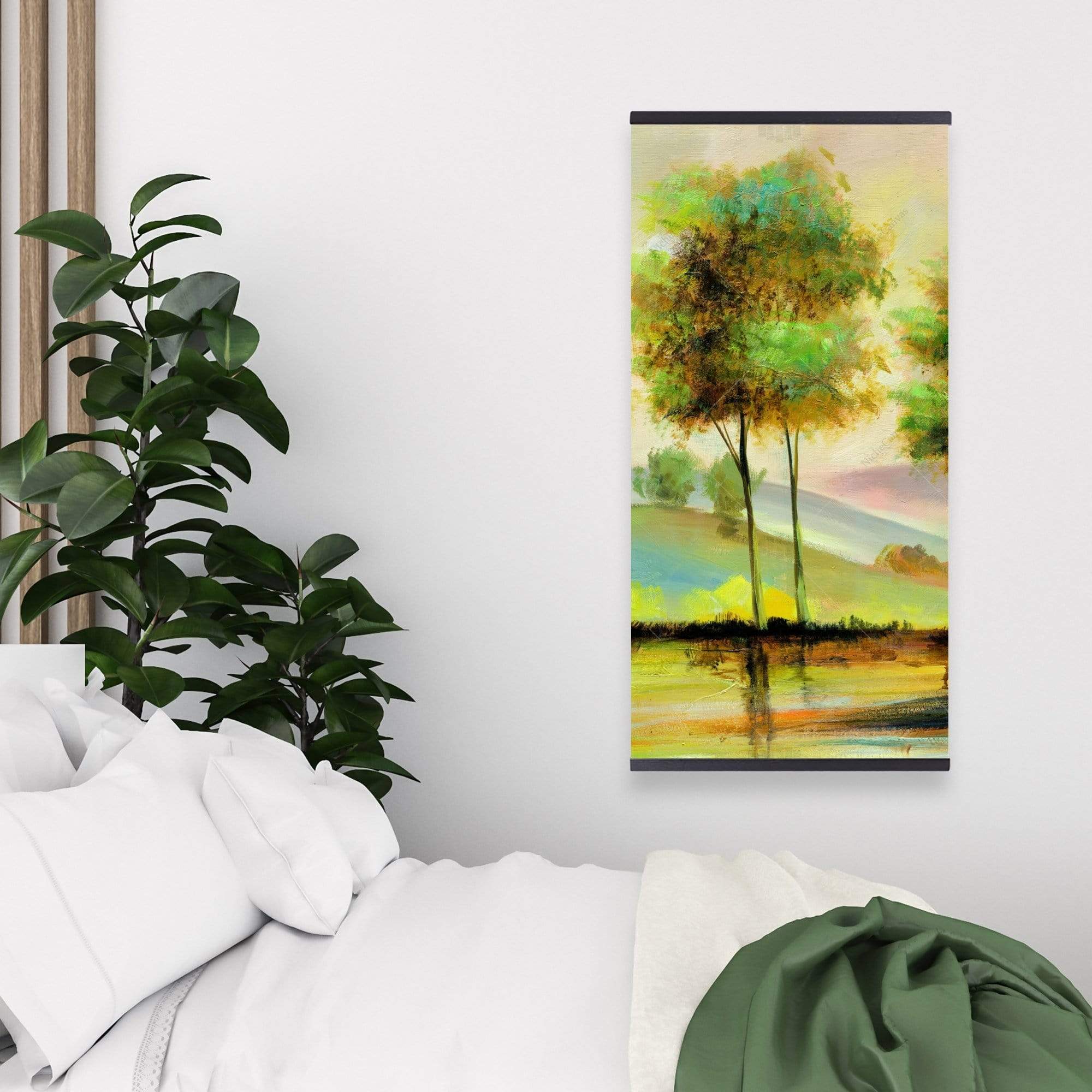 Trees Near The Lake - Wooden Magnetic Frame