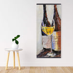 Two Bottles With A Glass Of White Wine - Wooden Magnetic Frame