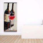 Two Bottles With A Glass Of Wine - Wooden Magnetic Frame