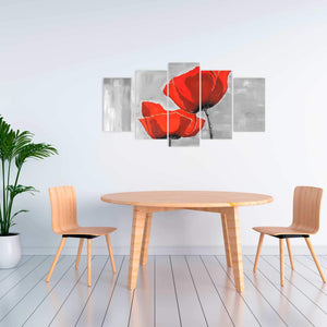 Two Red Flowers On A Grayscale Background