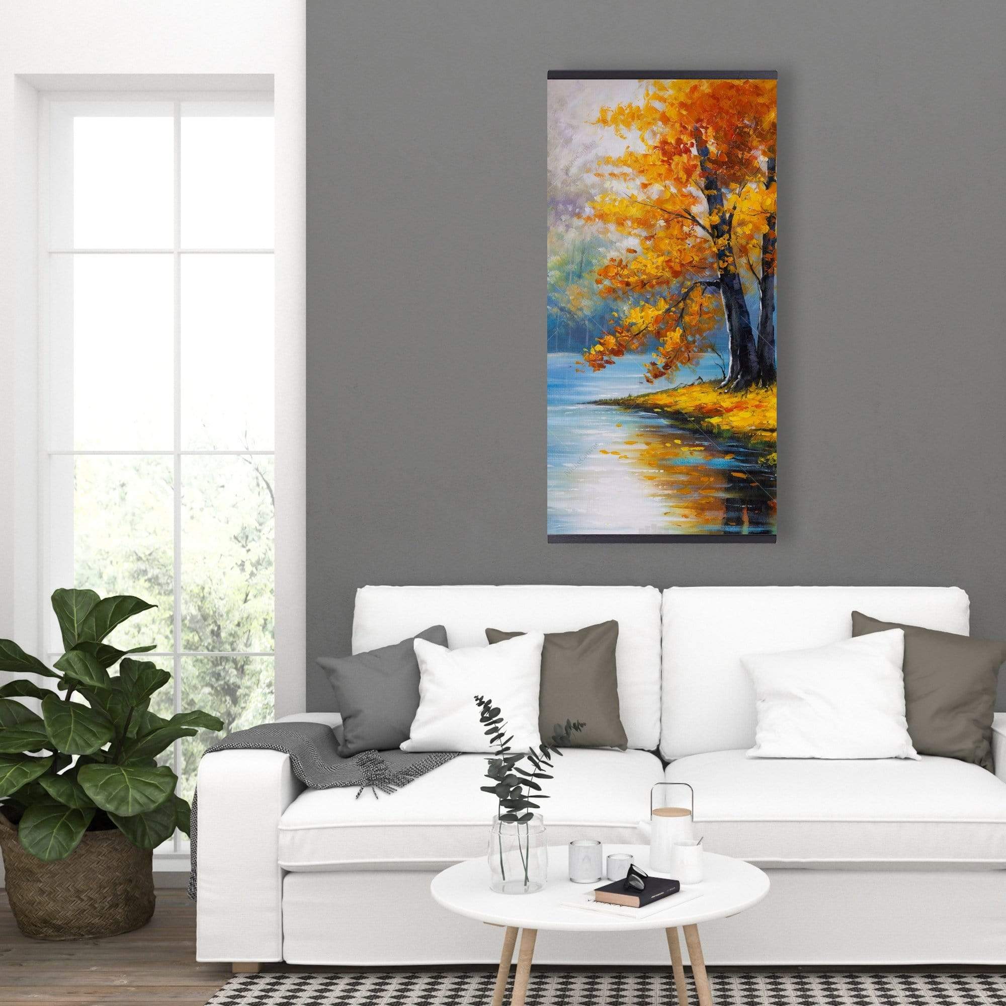 Two Trees By The Lake  - Wooden Magnetic Frame