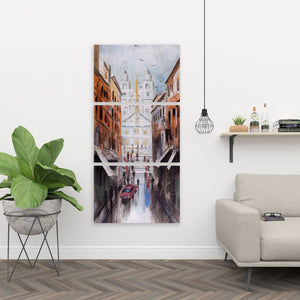 Watercolor Style Busy Street