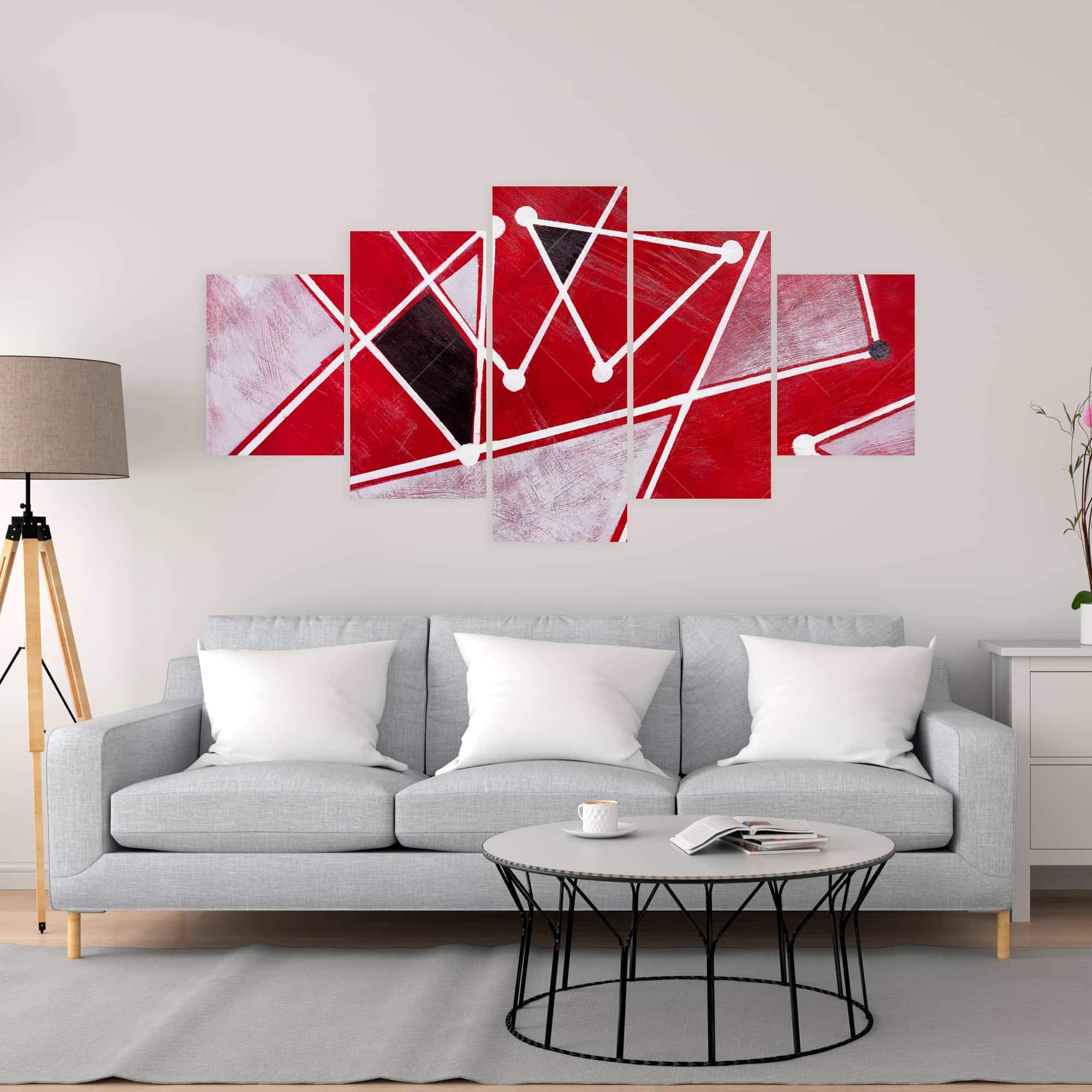 White Triangles On Red Background