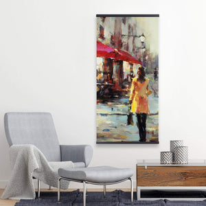 Woman Walking In Paris - Wooden Magnetic Frame