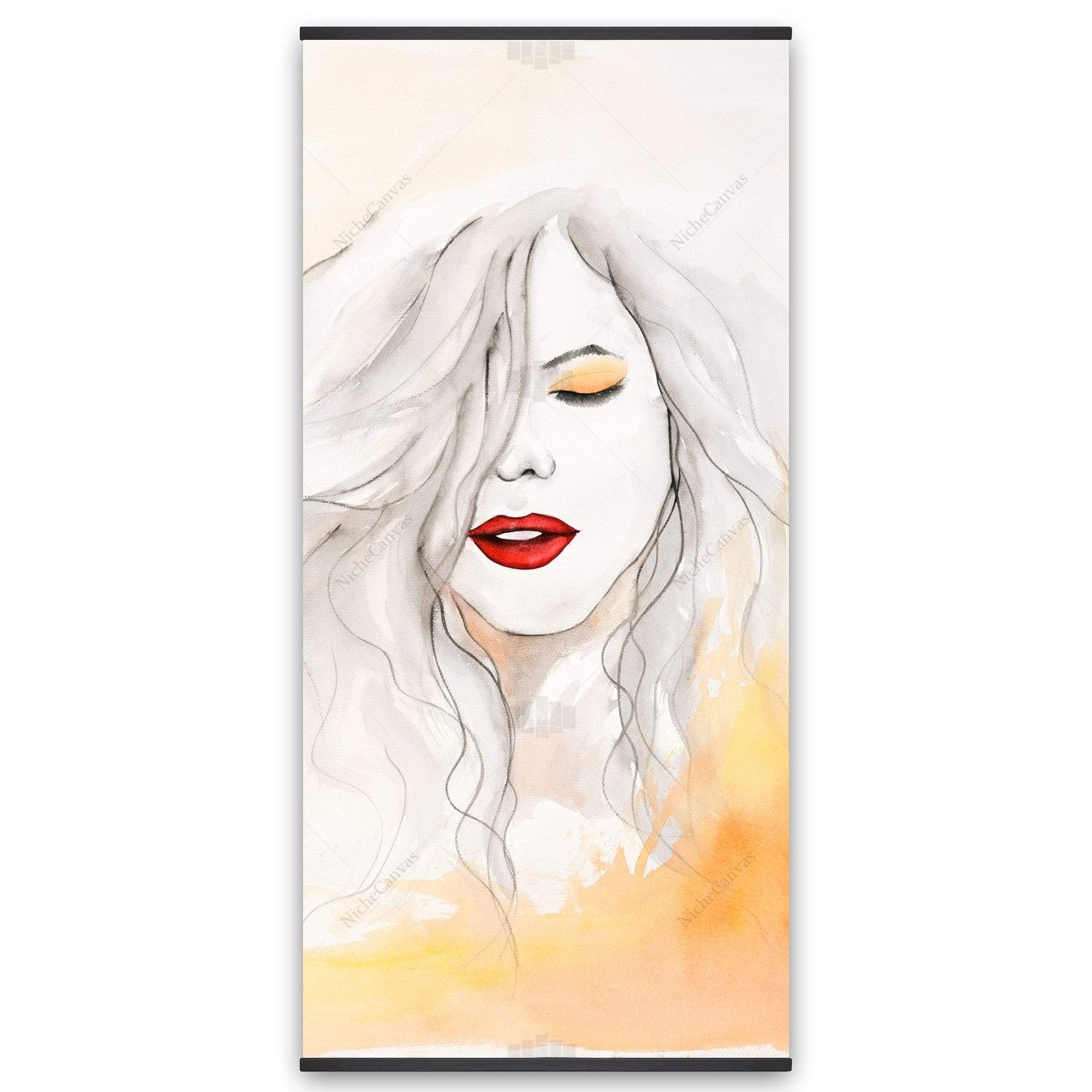 Woman With Red Lips - Wooden Magnetic Frame