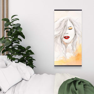 Woman With Red Lips - Wooden Magnetic Frame