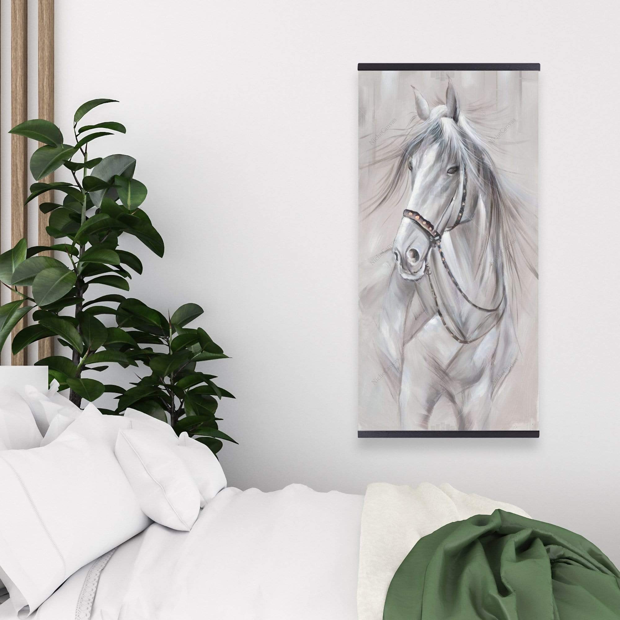 Worthy White Horse - Wooden Magnetic Frame