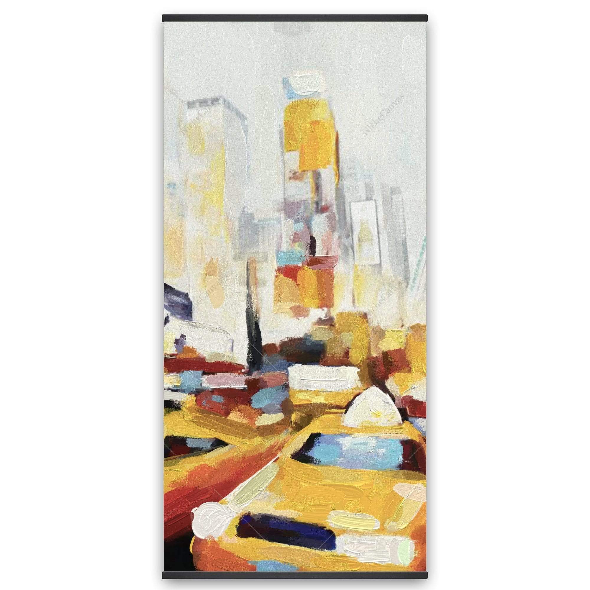 Yellow Taxi Traffic In Nyc - Wooden Magnetic Frame